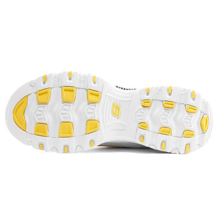 Skechers DLites 1.0 Szövet Bőr Fűzős Alacsony Szárú Apukás Sneakerek Női sneakerek Fehér Sárga 896140-WYL