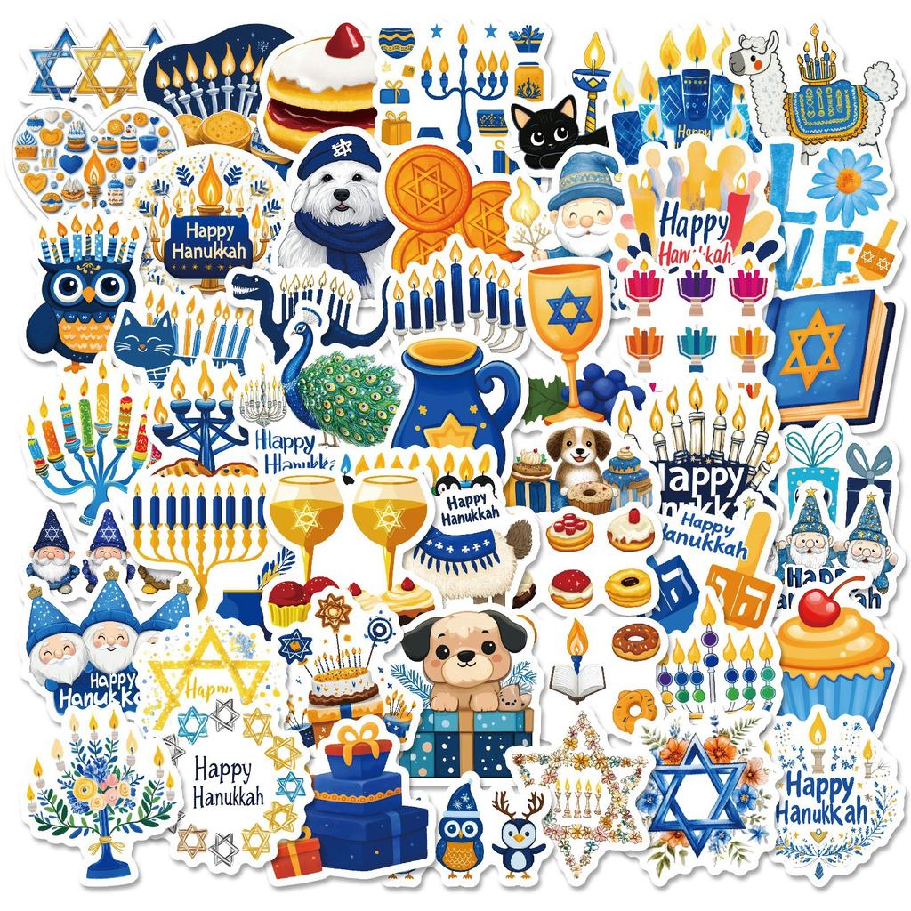 50 New Styles of Guangming Tree Hanukkah Graffiti Mix and Match Stickers Waterproof Decorative Skateboard DIY
