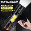 Powerful Mini LED Flashlight COB XPE Zoom Torch Built-in Battery USB Rechargeable with Pen Clip for Outdoor Camping Hiking Emergency Daily Use Light