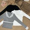 2024 Women's Slim Lace Patchwork Sweater: Elegant, High-End Autumn/Winter Style