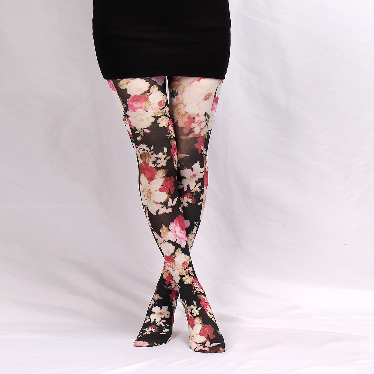 

Тонкие колготки с принтом для весны и лета, чулки с принтом цветов и бабочек на каждый случай, женские носки, антизацепный шелк, несколько стилей One Size