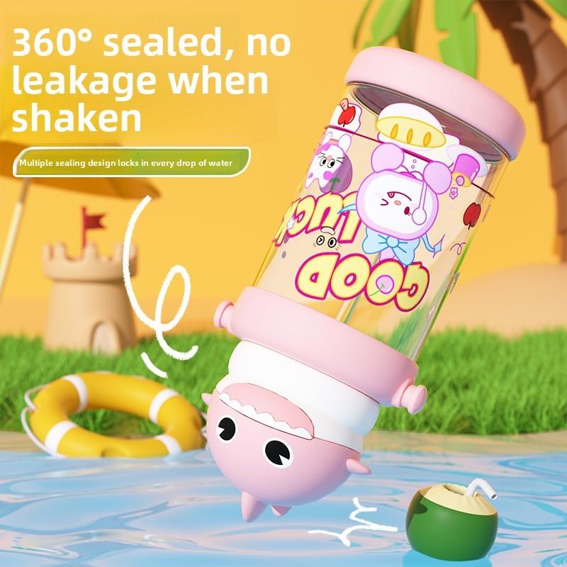 Cartoon Childrens Plastic Cup With Straw And Heat Resistant Material For Outdoor Use