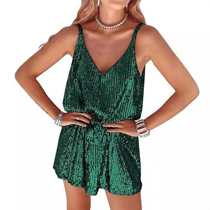 Dámská volná sexy sukně s V-výstřihem do klubu, styl čisté touhy, evropská a americká šlehačková sukně s flitry, šaty