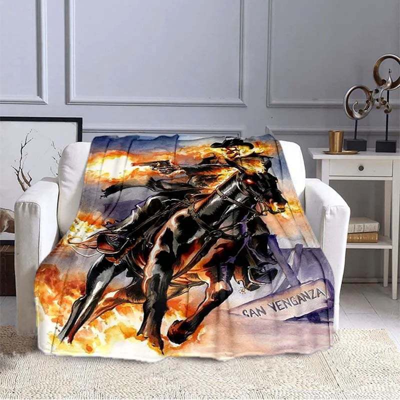 Flame Skeleton Motorcycle digital-printed polyester Bedroom velvet flannel cover blanket Fleece soft cover blankets for beds