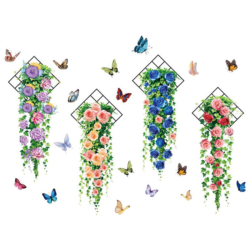 Romantic Covenant Art Flower Wall Sticker Self Adhesive for Bedroom Living Room Sofa Background Wall Decoration