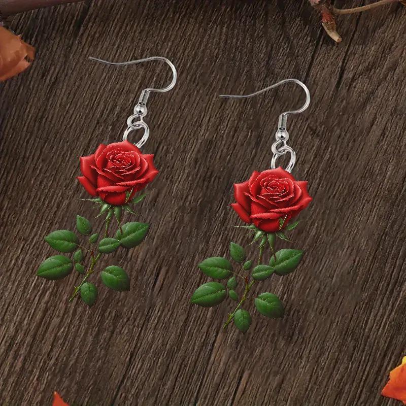 Mode Charme Rose Ohrringe für Frauen Damen