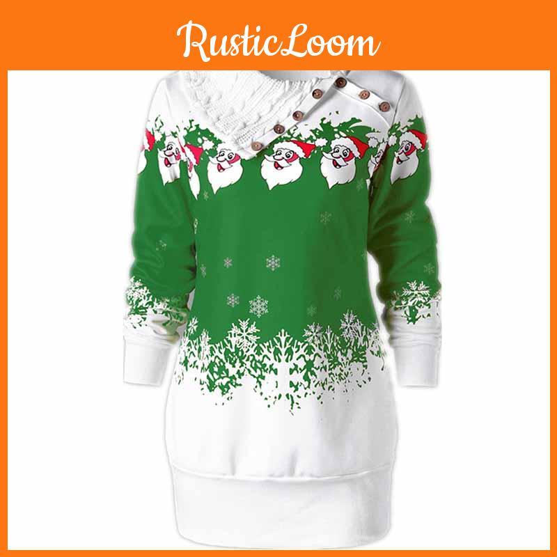 Festive Womens Christmas Jumper Mini Dress With Charming Santa Claus Design