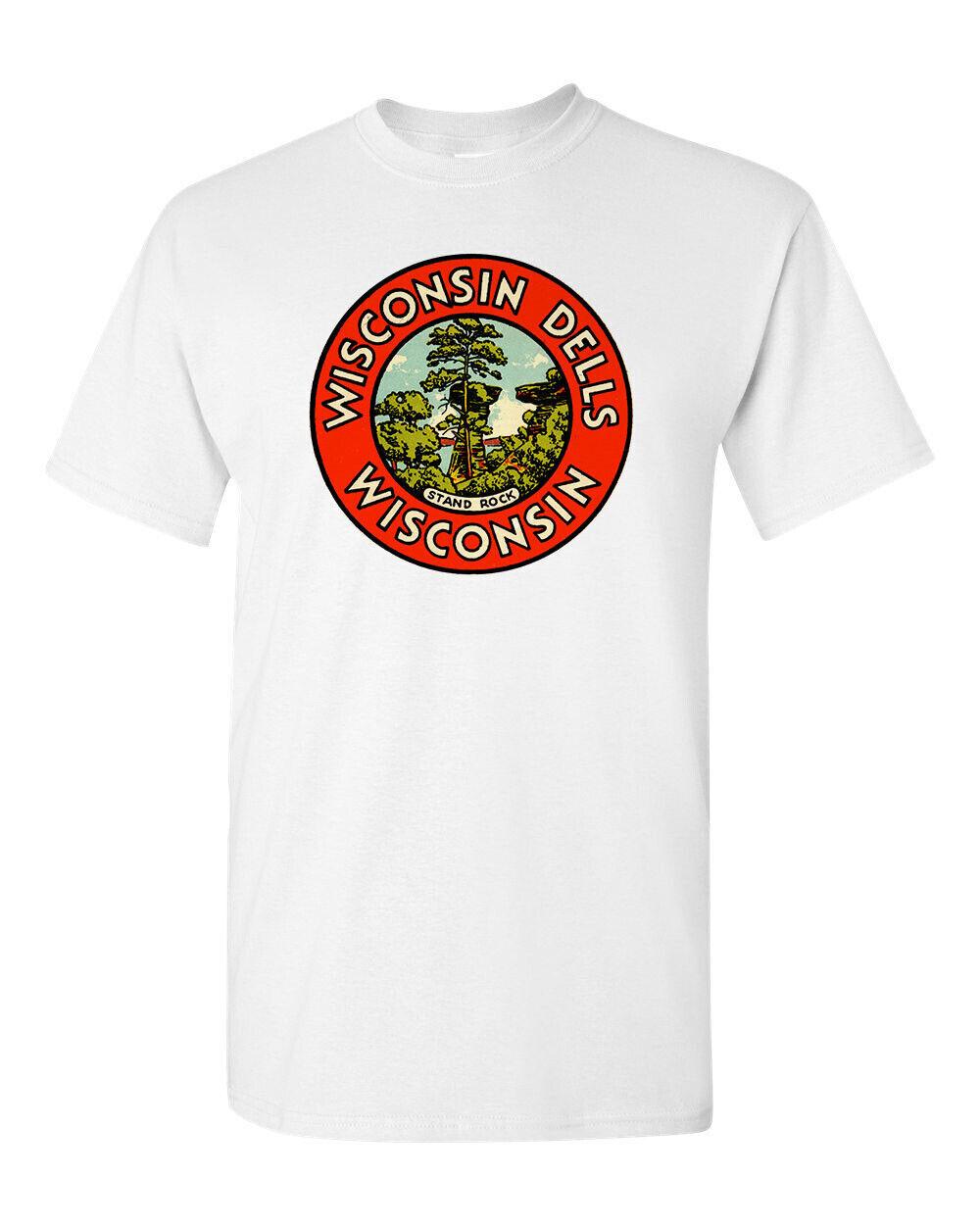 Retro Travel Tee T Shirt Vtg Art Souvenir Wisconsin Dells State Tourist S