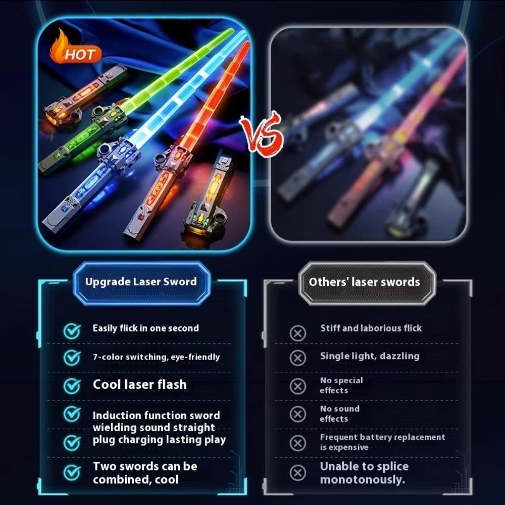 Laser Sword Two-in-one Seven-color Retractable Transformation Light Sword Star Wars Children's Stall Toy Night Market Explosion