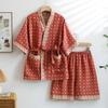 Cotton Double-layer Yarn Jacquard Sweat Steam Clothes Hotel Bathrobe Physiotherapy Clothes with Shorts Pajamas for Women