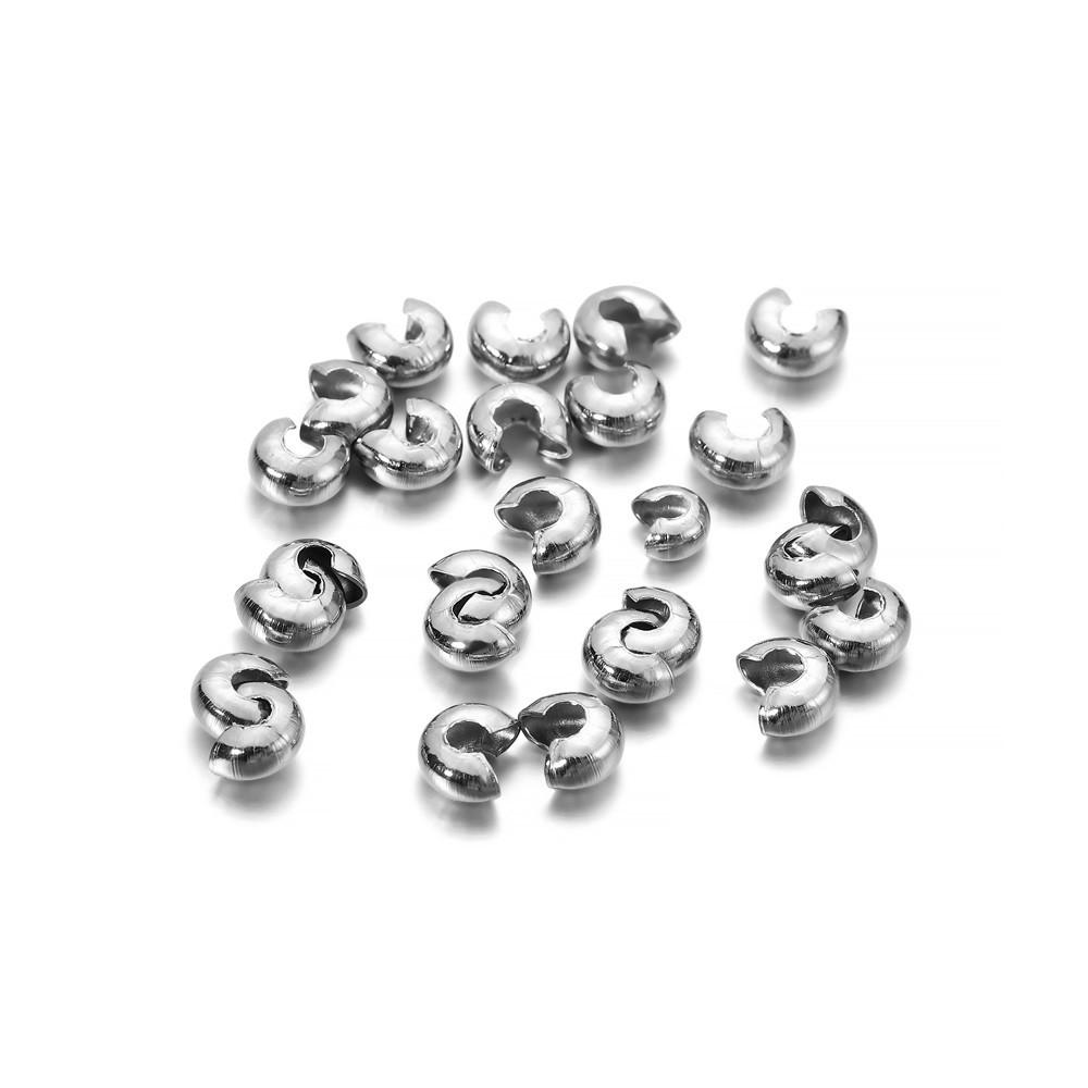 

50Pcs Stainless Steel Round Covers Crimp End Beads Dia 3 4 5 mm Stopper Spacer Beads For DIY Jewelry Making Supplies Accessories 5mm