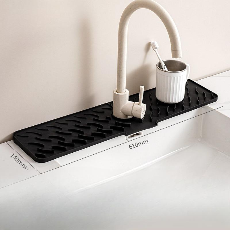 Wavy Patterned Faucet Drain Pad, Kitchen Silicone Splash Guard Pad, Household Anti-slip Thickened Drain Pad