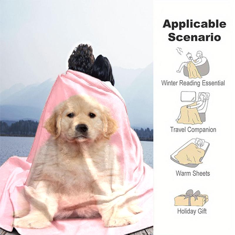 1PC Dog cute printed blanket, all season lightweight home office outdoor nap multifunctional blanket A10