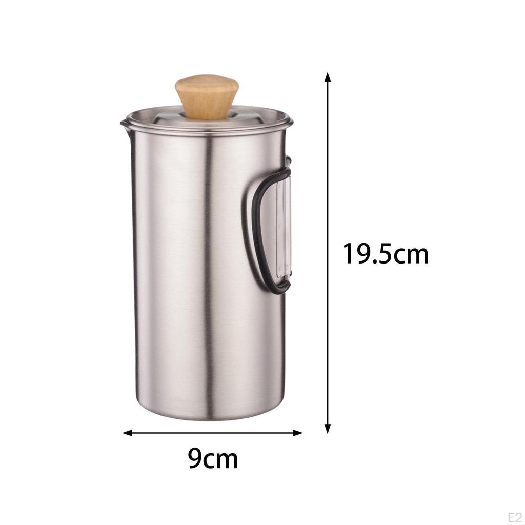 French Press Coffee Maker Brewer Metal Portable 1L Pot Kettle for Home Outdoor