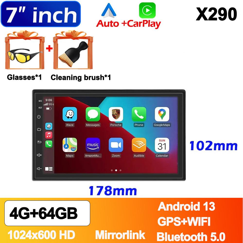 Android13 7 9 10 Inch Car Radio GPS 2 Din Radio Stereo Receiver Player 64G Multimedia Player Wireless CarPlay Android Auto Gift