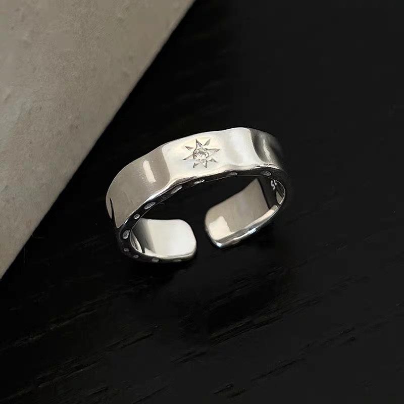 925 Silver Geometric Wave Opening Rings For Women Minimalist Irregular Adjustable Statement Jewelry Luxury Party Gift