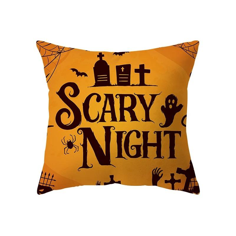Halloween Theme Pillow Cover Car Office Living Room Sofa Halloween Pumpkin Lantern Decoration Pillow Cover