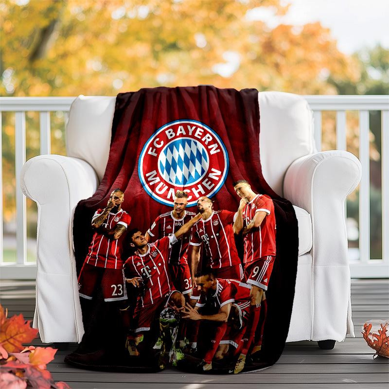 1pc B-Bayern Munich Theme Blanket - Digital Print, Polyester, Cozy for All Seasons, Perfect for Outdoor, and Travel