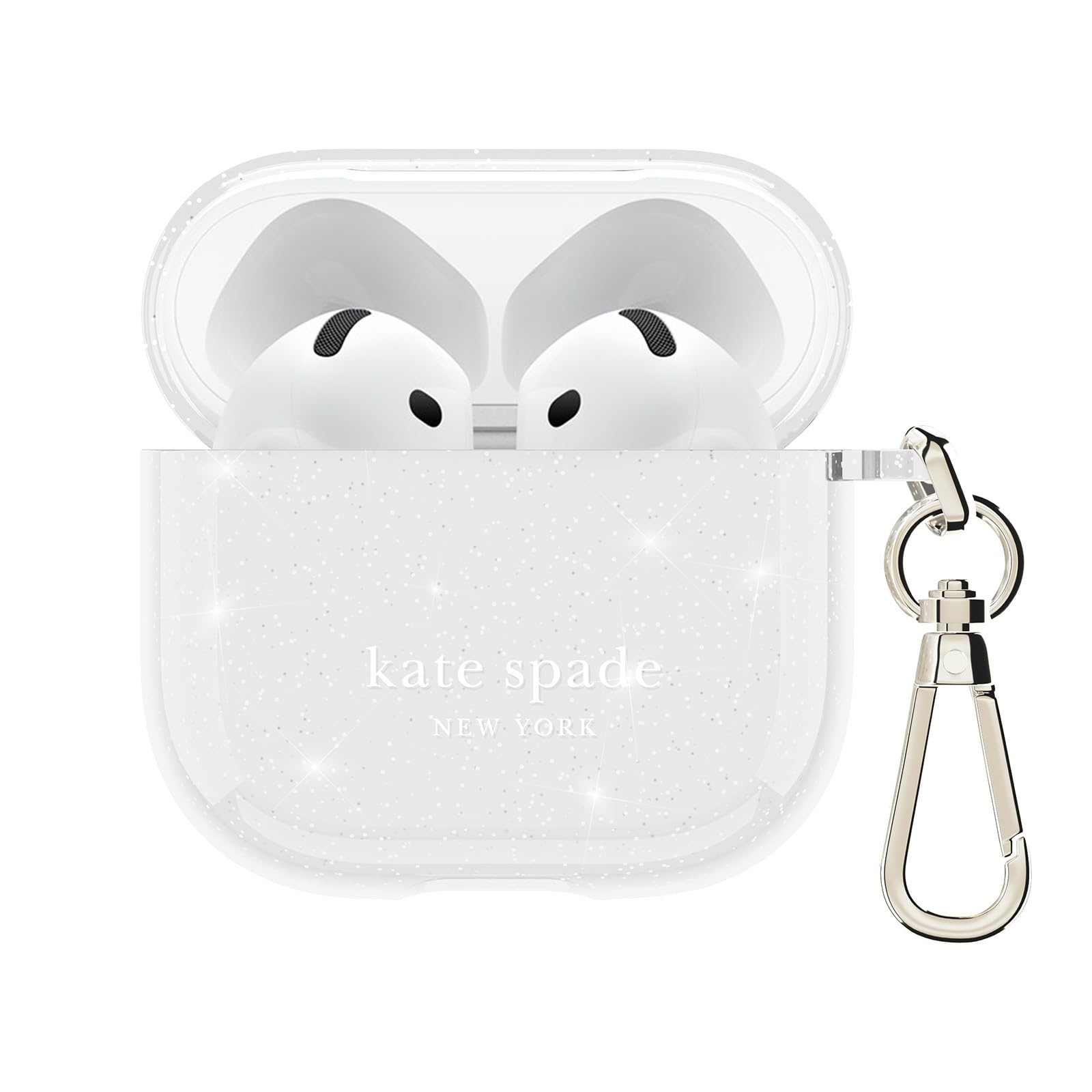 

Kate Spade New York AirPods 4 Protective Case with Keychain Ring - That Sparkle Silver Compatible with AirPods 4th Generation