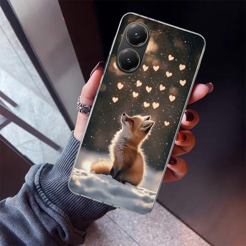 Animal Fox Phone Case For Xiaomi Poco X5 X6 X7 Pro F7 Ultra M7 Redmi 15C 15 13C 13 12C 12 10 10C 10A 9 9C 9T 9A Cover Poco X3 X5