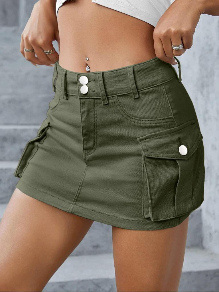 European & American Street Style Low-Waist Slim Fit Solid Color Autumn Skirt for Women