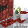 Valentine's Day Romantic Love Printed Bathroom 4-piece Set 180x180 Waterproof Shower Curtain Floor Mat U-shaped Toilet Mat