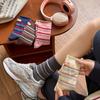 Chaussettes Mi-hauts Rayées Bleu Marine Chaussettes Décontractées Étiquette en Tissu Assortie aux Couleurs Polyvalentes Chaussettes à Superposer Chaussettes de Sport