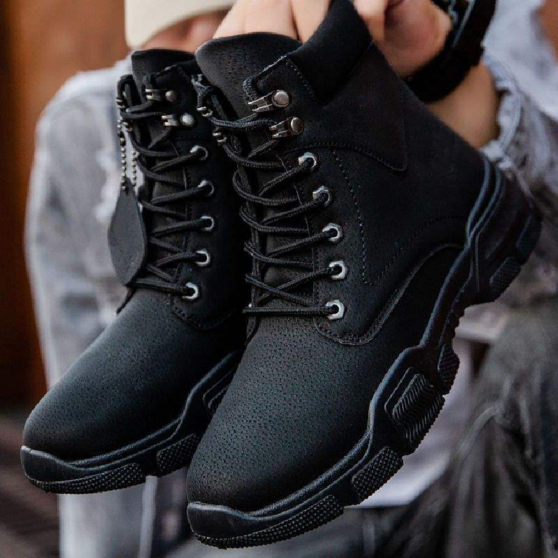 2025 New Autumn Martin Boots High Top Board Shoes Men's Fleece Warm Cotton Shoes Versatile Casual Tooling Shoes Men's