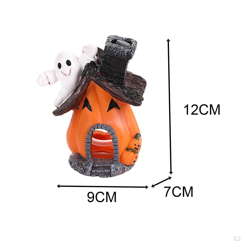 Halloween Pumpkin House Figurine Aquarium Ornament Fish Hideout Creative Resin Crafts Collectible