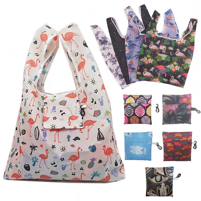 

Портативная сумка для хранения, сумки большой емкости, многоразовая сумка-тоут с изображением фламинго, складная, цветочная, модная, для женщин, сумки для покупок, уникальные
