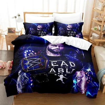3D Print Wrestler Roman Reigns Bedding Set Boys Girls Twin Queen King Size Duvet Cover Pillowcase Bed Boys Adult