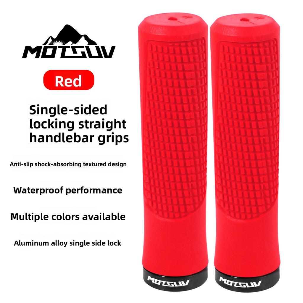 Lock On Bike Grips, Anti-Slip Shock Absorbing, Single Side Locking Handlebar Grips, Universal for MTB Folding Bike Cycling Parts