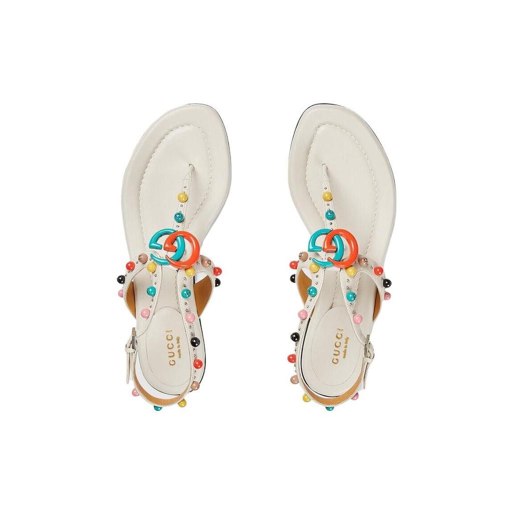 GUCCI Leather One Strap Sandals Women's Ecru 746031 BKO00 9049