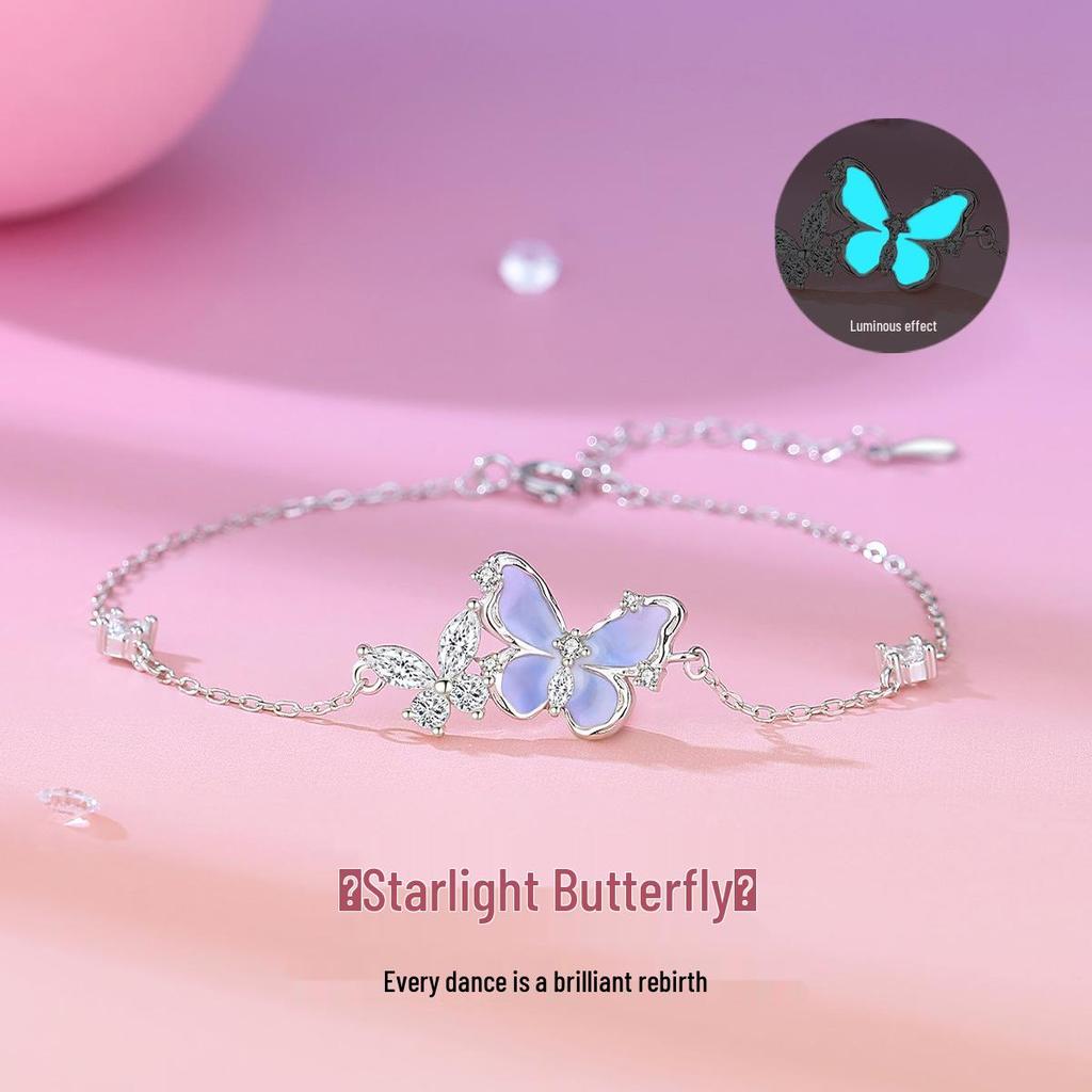 Κολιέ Πεταλούδα Tichia Starlight: Ασήμι S925, Πολυτελές Σχέδιο με Φωτεινή Μωβ Απόχρωση για Γυναίκες.