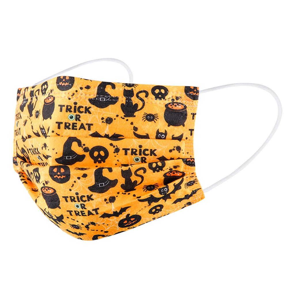 100PCS Unisex Disposable Face Mask Adults Halloween Horror Print Facial 