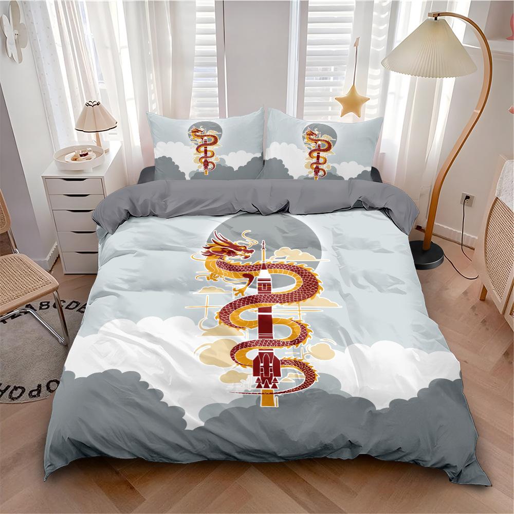 Space Rocket Print Comforter Cover Set Single Size Cartoon Duvet Cover Bedspread Cover Bedding Collection 2Pcs For Boys Bedroom