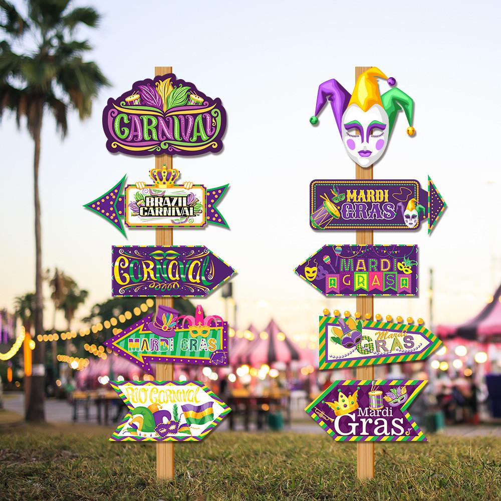 Gras Mardi Festival Paper Yard Signs With Clown Design For Decorations Party