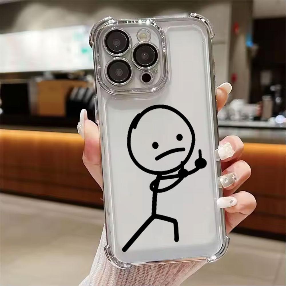Stickman Cool Middle Finger Cute Man Phone Case For Xiaomi 15T 14T 13 Pro 15 F8 Ultra Poco X7 F7 Pro 5G X5 X6 F5 M7 Clear Cover