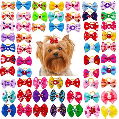 10 Stück Welpen-Schleife Handgemacht Beweglich Haarschmuck für Hunde Pflege-Accessoires Hundeschleifen mit Gummiband für Kleine Hunde und Katzen Haustierprodukte