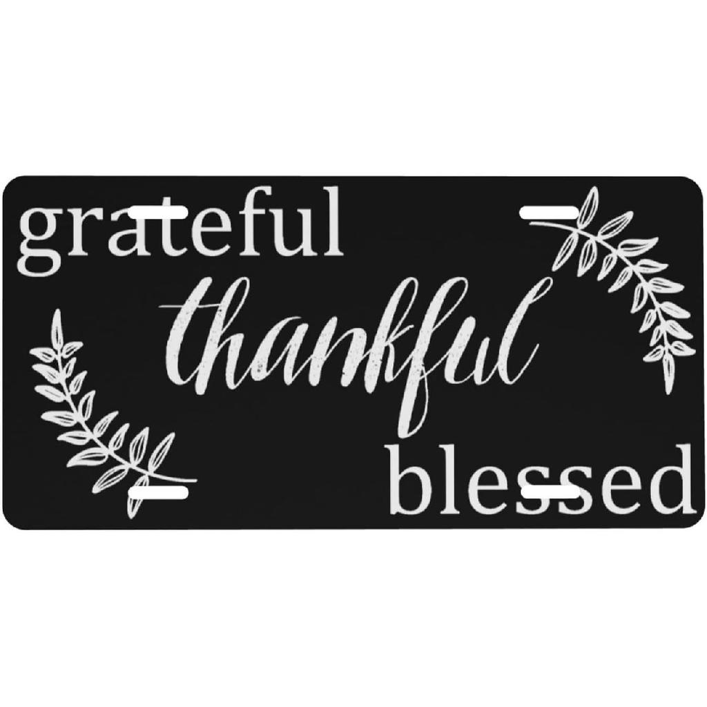 Gold Rose Blessed Front License Plate for Women Car Vanity Plates Decorative Aluminum Metal Cute Novelty License Plate Cover for Men 6x12 Inch (4