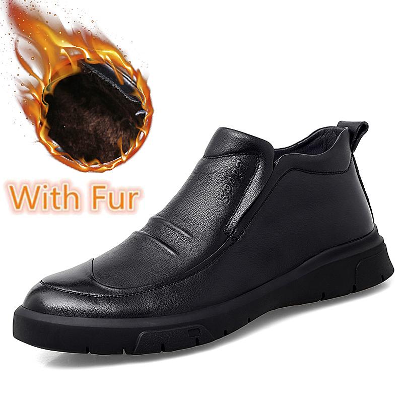 

Модные зимние плюшевые теплые мужские ботинки челси из натуральной кожи, деловая обувь с высоким голенищем, ботильоны в британском стиле на низком каблуке, универсальные боты 44