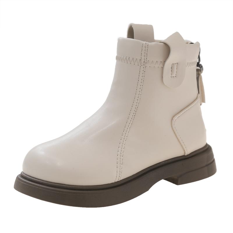 Girls Leather Boots Round-toe Children Chelsea Boots Non-slip Fashion Kids Black Brown Short Boots Simple Anti-Slippery 2024 New