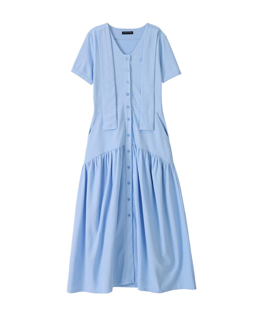 Salon De Yon Shawl Layered Long Dress_ Blue