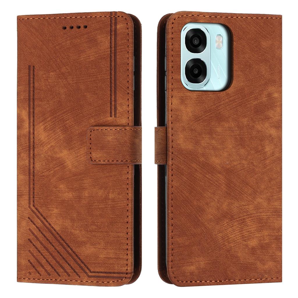 For Oppo A6x 4G/Oppo A6 5G/Oppo A6x 5G Stand Case Imprinted Lines Leather Phone Cover