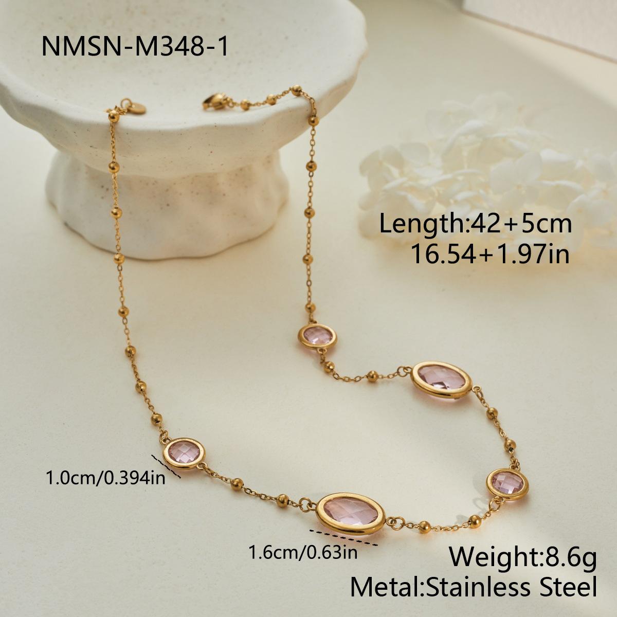 GEMCHIC Women s Stainless Steel Colorful Bead Border Chain Necklace Fashion Geometric Pendant Jewelry for Party