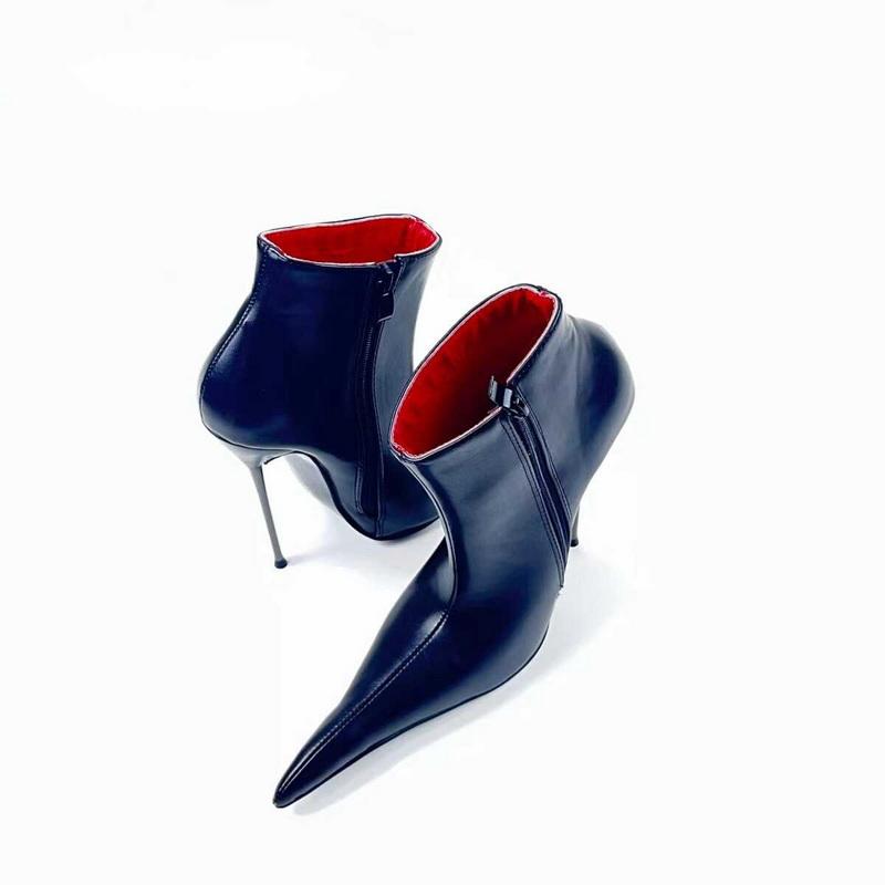 Fashion FHC 14cm Extremely Pointy Toe Unisex High Heeled Ankle Boots,Men Bed Cosplay Shoes,Woman Fetish Short Botas,Black,Custom Color