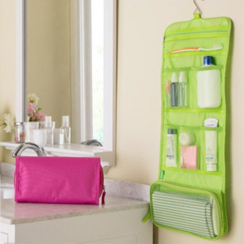 Women' Portable Hanging Travel Toiletry Bag - Compact Folding Cosmetic & Makeup Organizer with Hanging Hook, Lightweight for Airplane, Camping, Gym