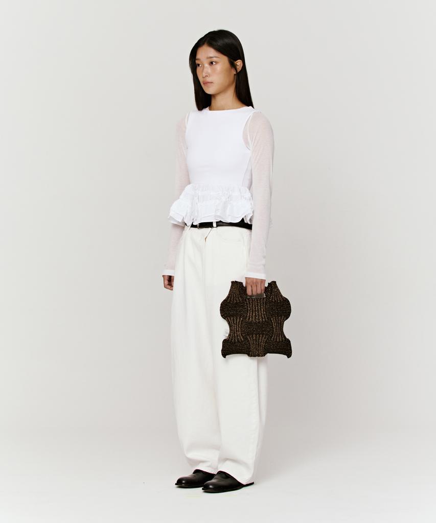 Pleatsmama New Bow Bag Glitter Black Brown