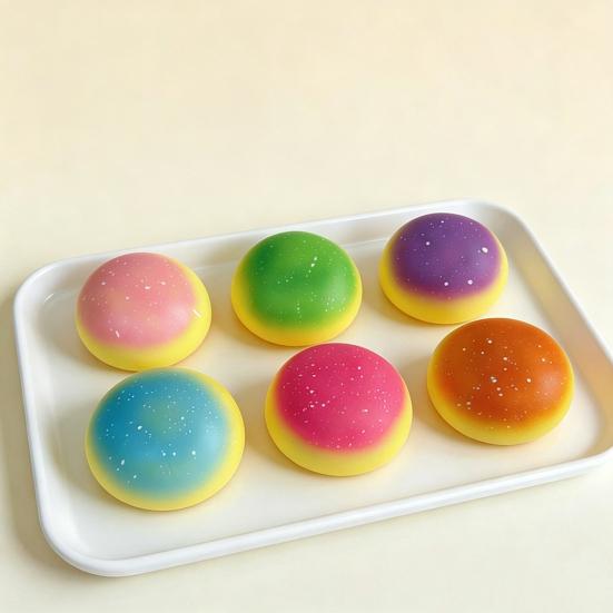 Colorful Steamed Bun Slow-Rising Squeeze Toy Soft PU Fidget for Stress Relief Cute Office Decompression Gadget for Kids Adults