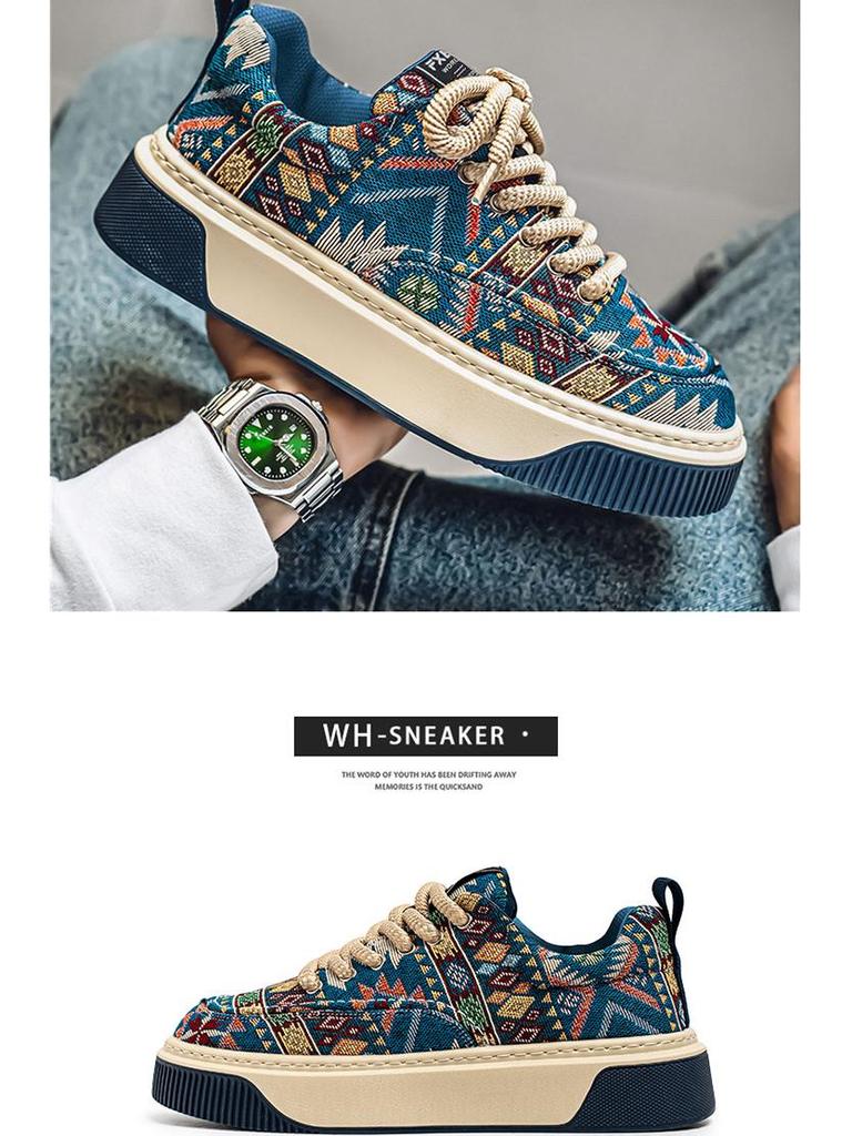 Pánské trendy retro plátěné tenisky s nízkým svrškem - ležérní jarní/letní streetový styl